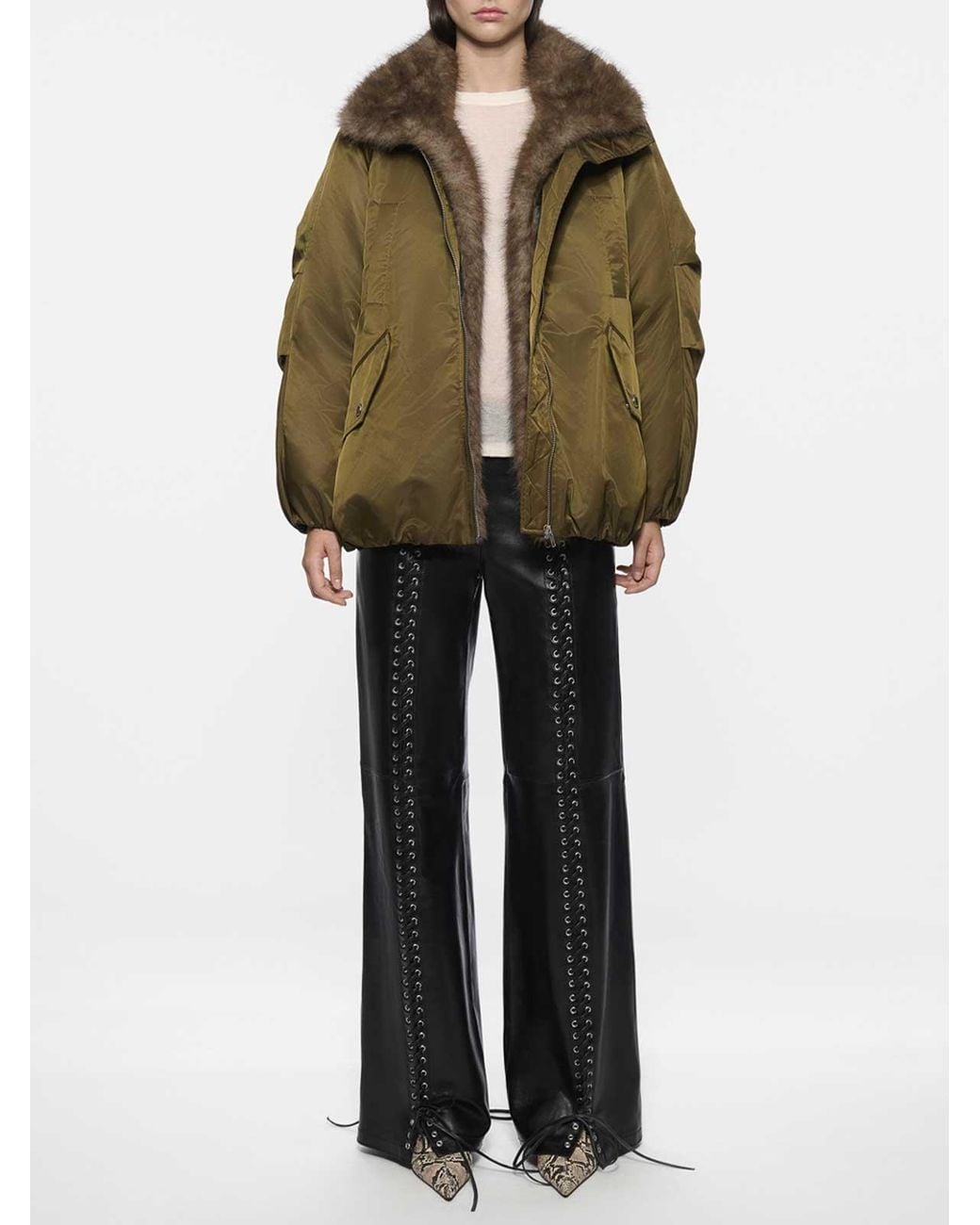 Stand Studio Green Thilda Glossy Nylon Jacket