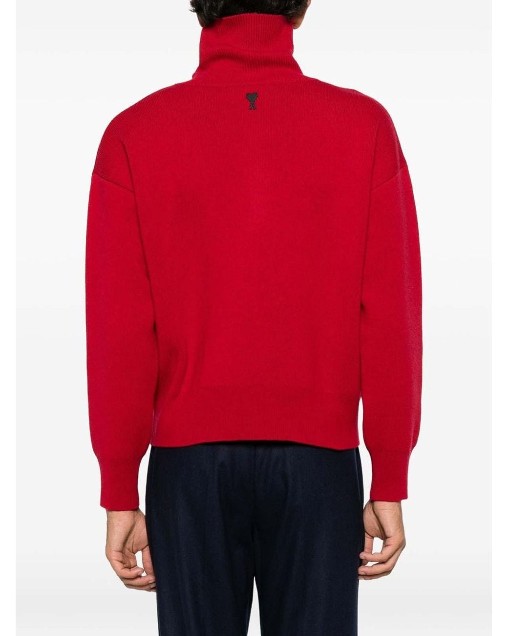 AMI Red Wool Turtle-Neck Sweater