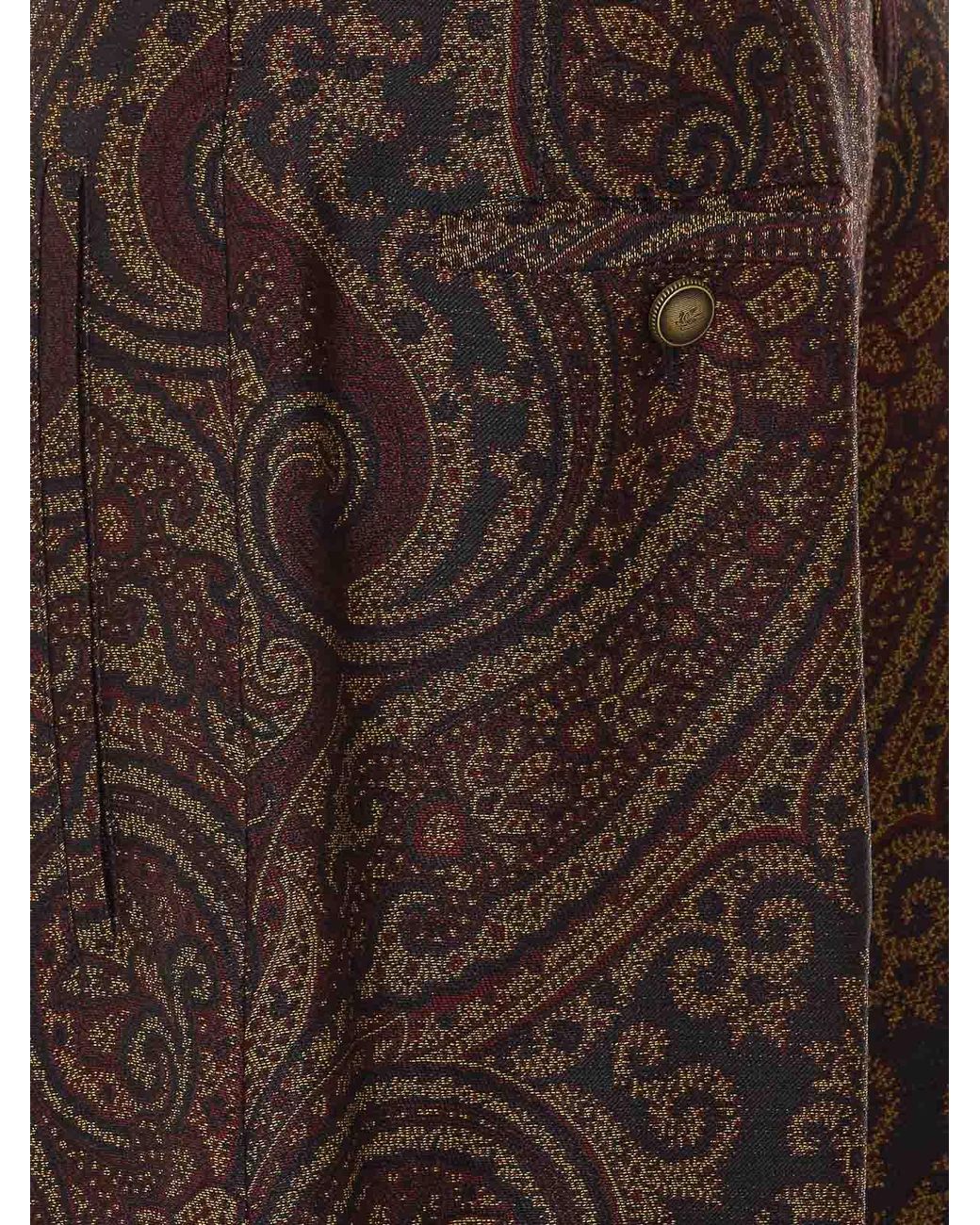 Etro Brown Paisley Print Pants