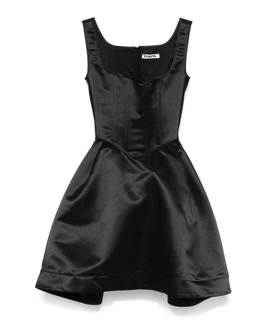 Vivetta Black Duchess Satin Mini Bustier Dress