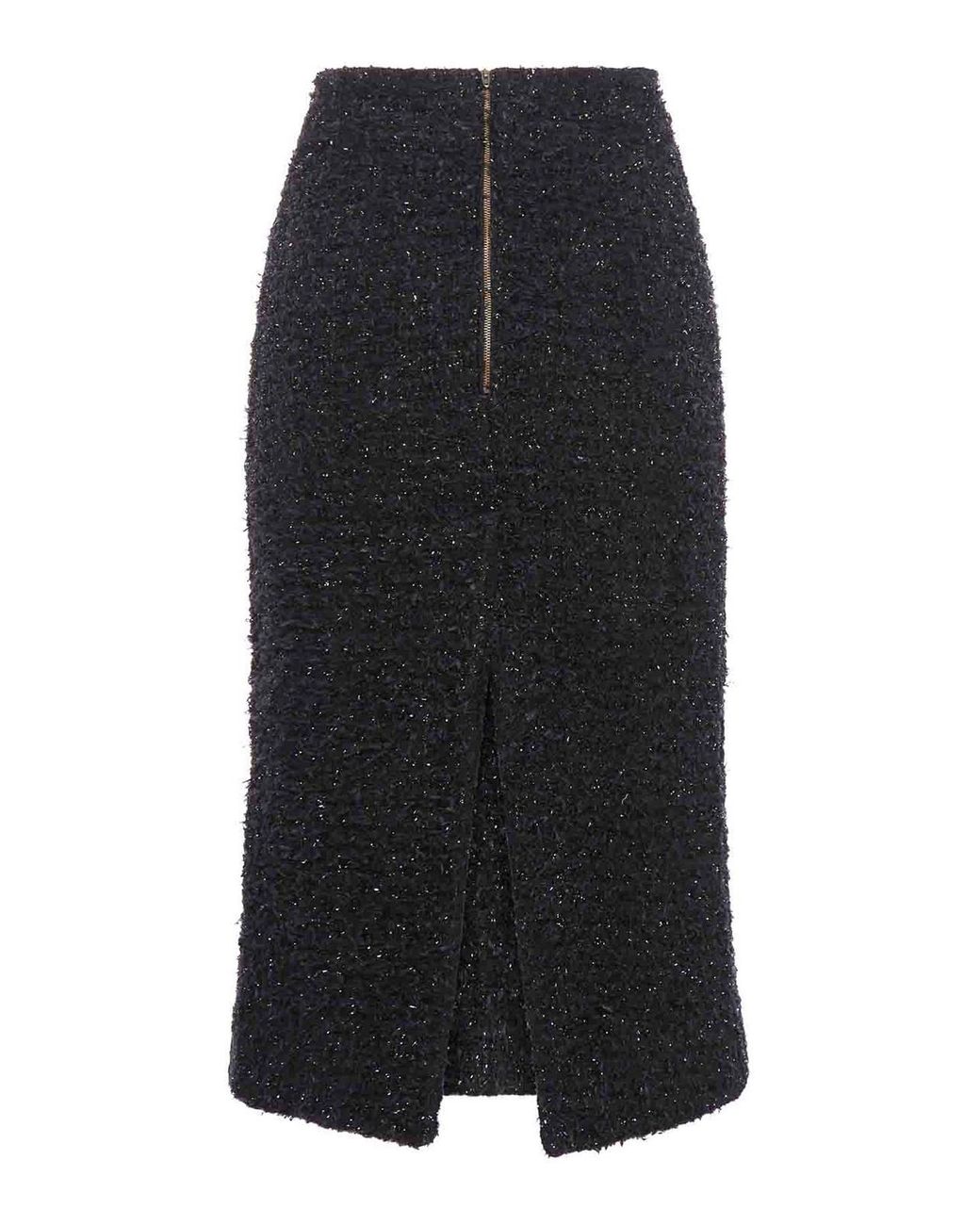 Balenciaga Black Tweed Midi Pencil Skirt