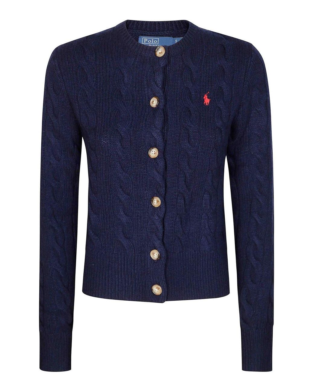 Polo Ralph Lauren Blue Cardigan Braids With Buttons And Logo