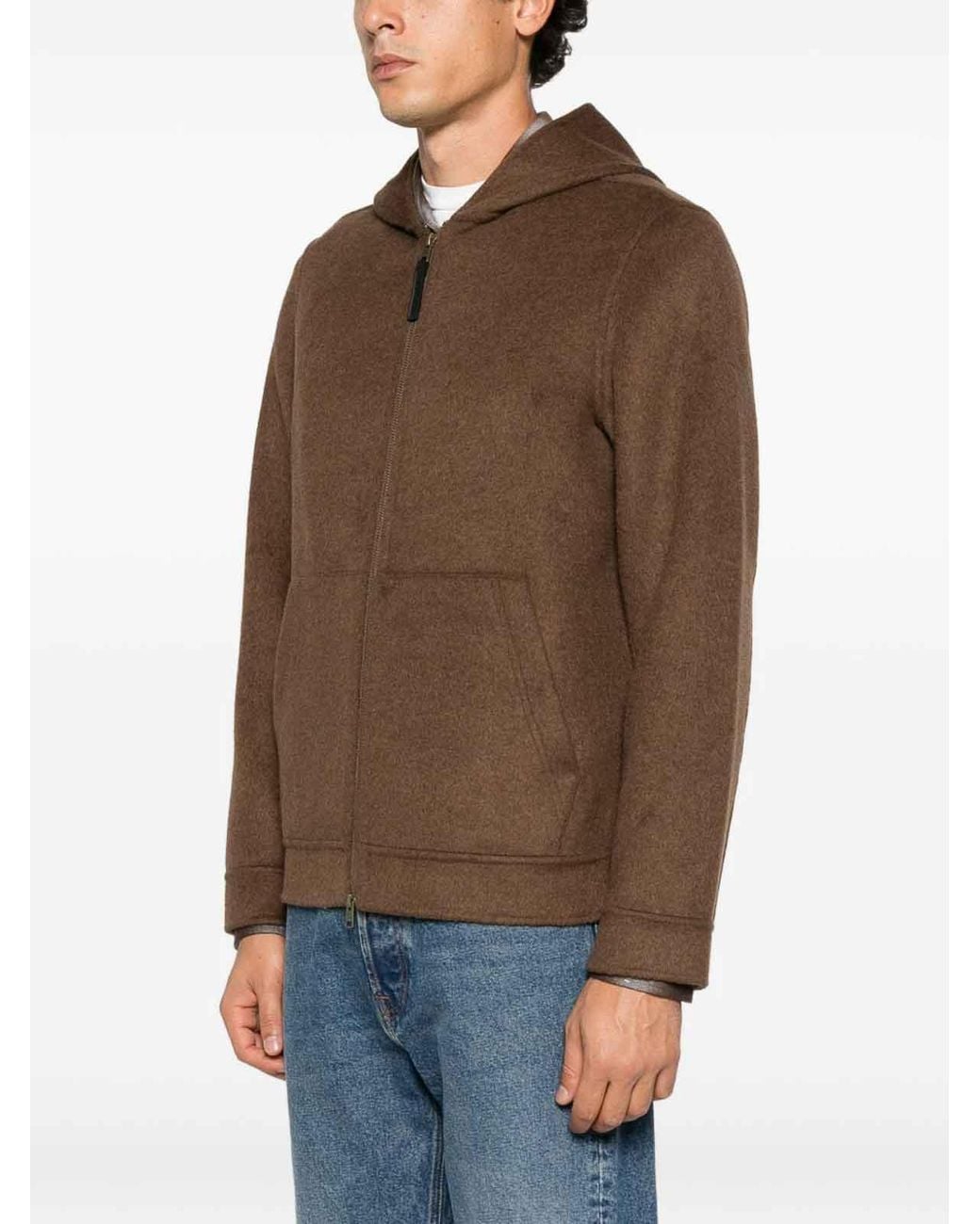 Woolrich Brown Zip-Up Jacket With A Hood for men