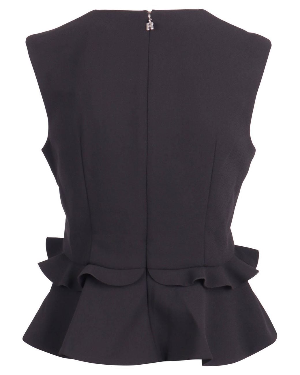 ROTATE BIRGER CHRISTENSEN Blue Top With Ruffles And 3D Flower