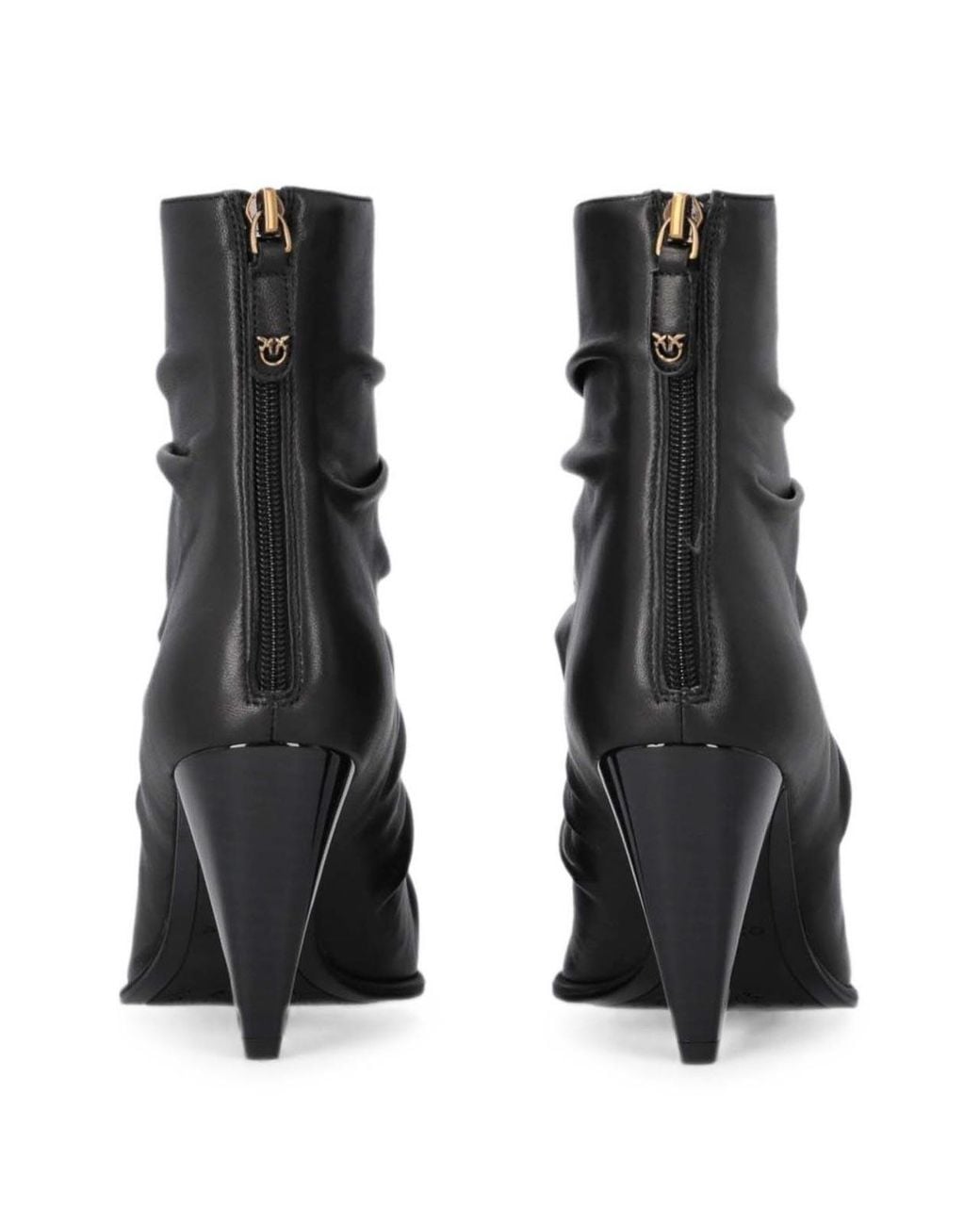 Pinko Black Vane Leather Ankle Boots
