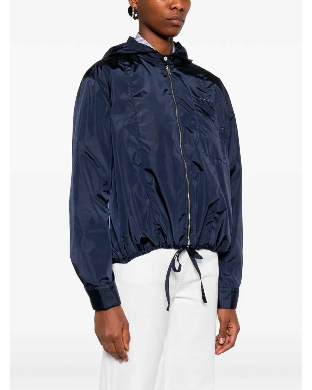 CUANTICO Blue Short Nylon Reversible Jacket With Hood
