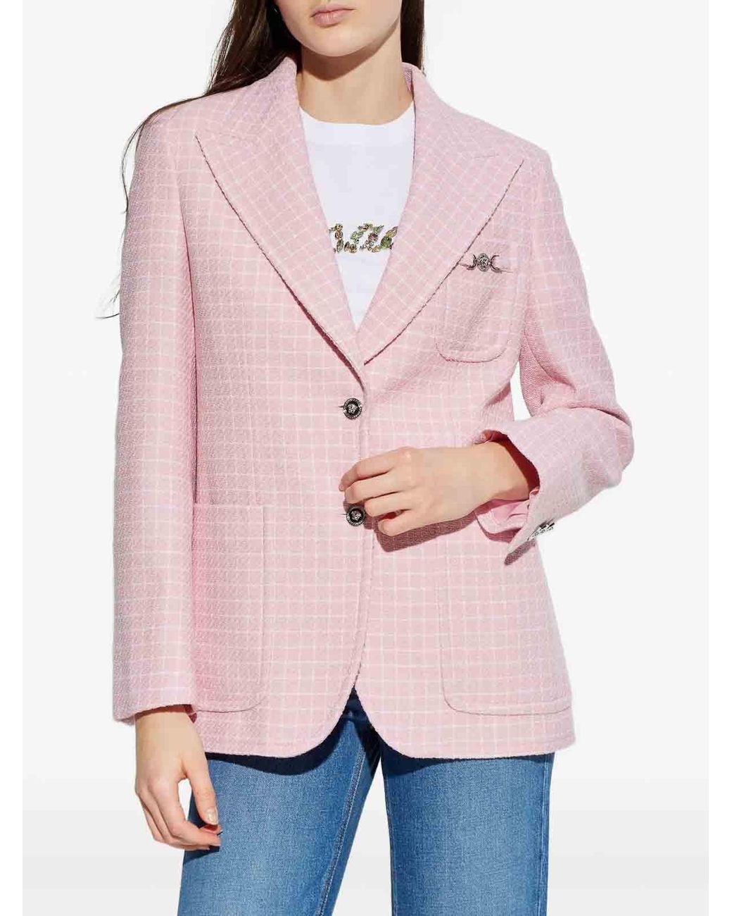 Versace Pink Crêpe Tweed Blazer