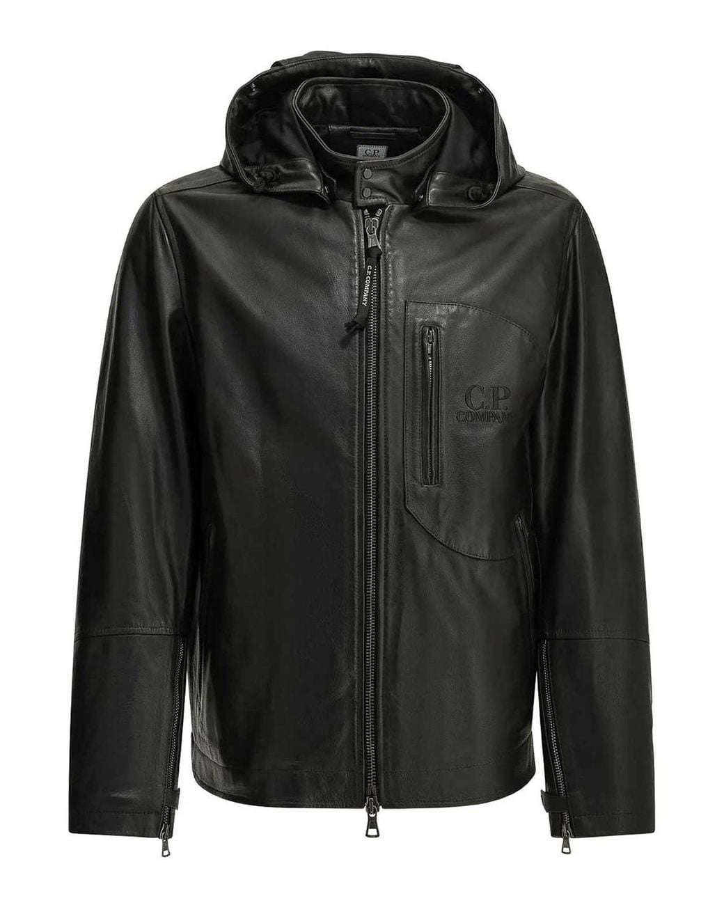 C.P. Company Goggle Leather Jacket in Black for Men | Lyst
