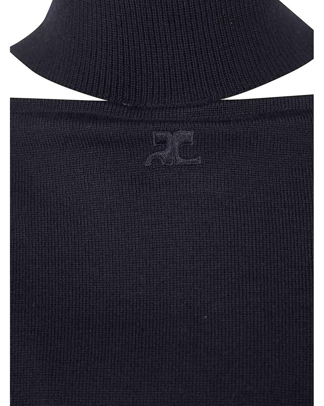 Courreges Blue Merinos Wool Cut Out Sweater
