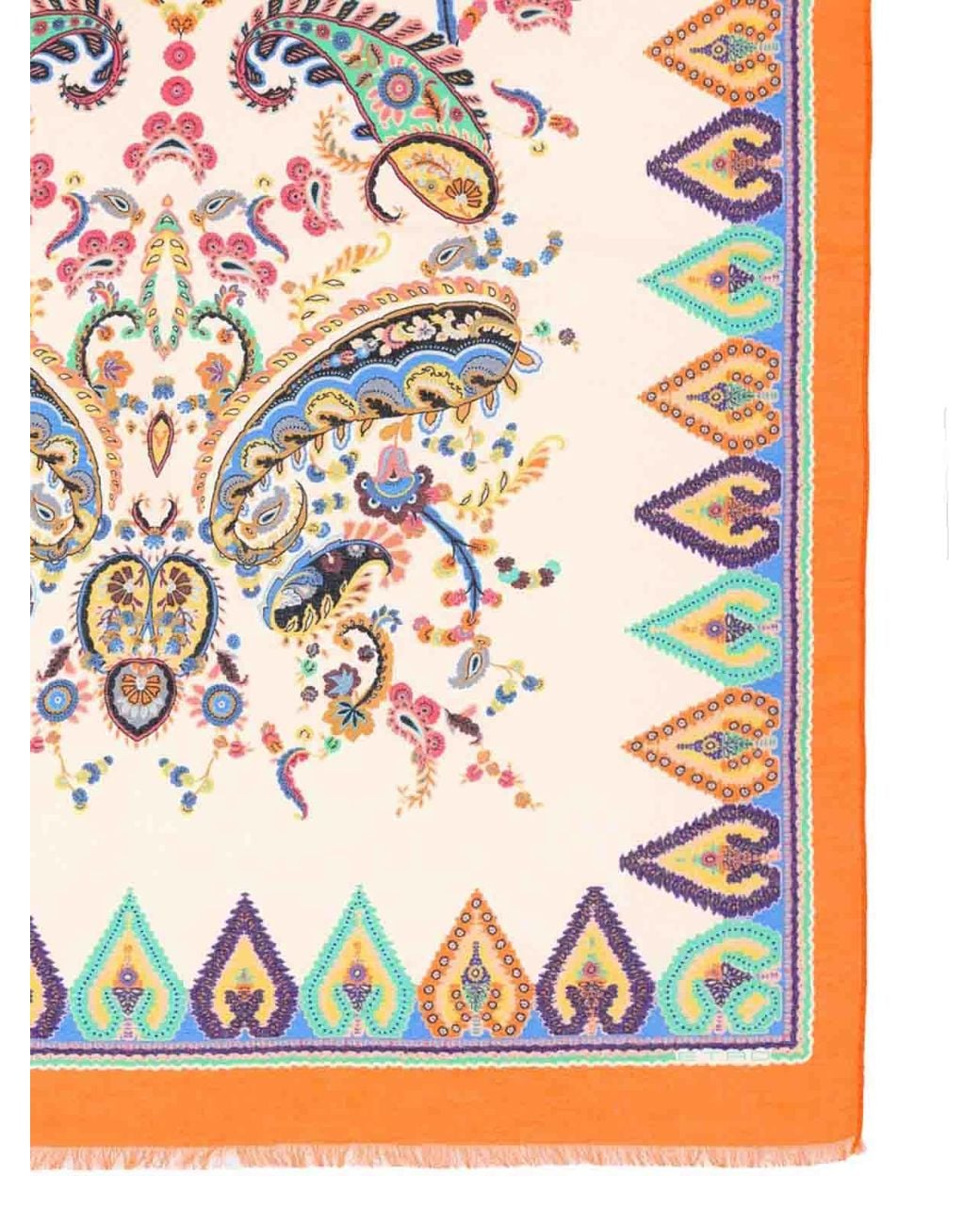 Etro White Scarf With Floral Paisley Pattern