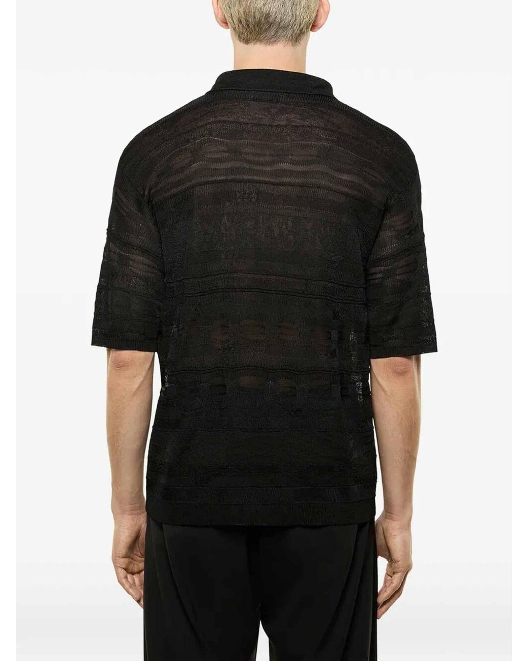 Laneus Black Knitted Polo for men