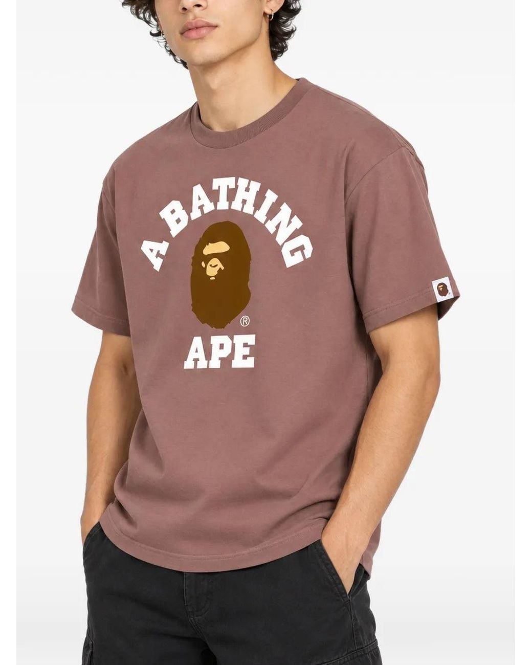A Bathing Ape Natural Short-Sleeve College T-Shirt for men