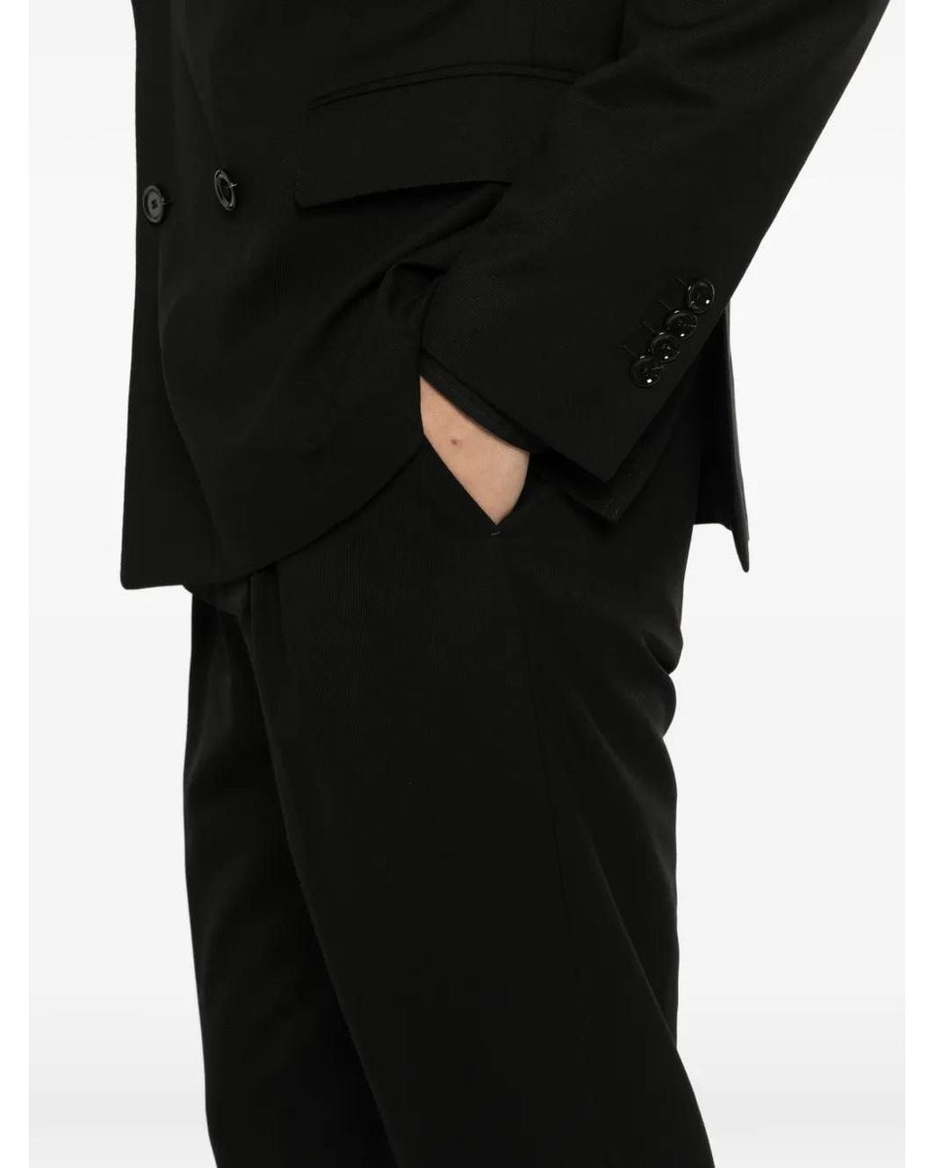 Lardini Black Double-Breasted Peak-Lapel Suit for men