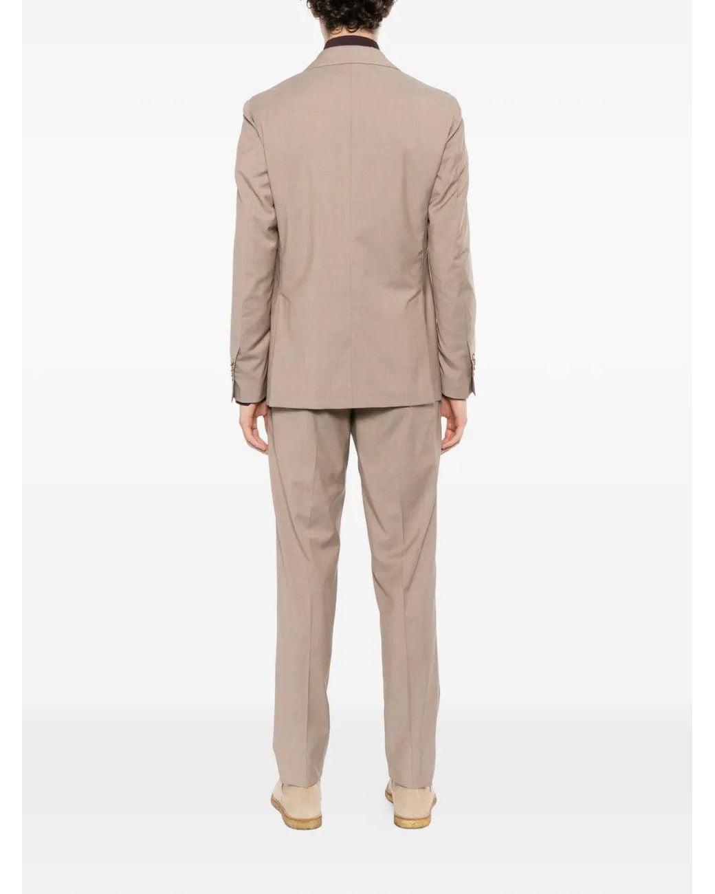 Lardini Natural Double-Breasted Peak-Lapel Suit for men