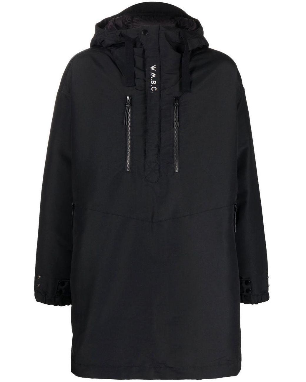 White Mountaineering Black Half Zip-Up Padded Coat for men