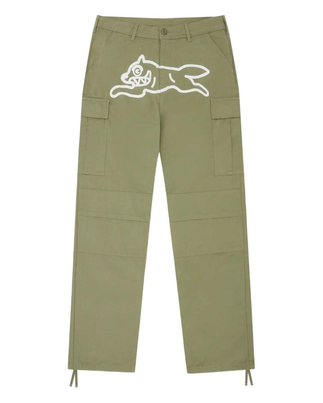 ICECREAM Green Graphic-Print Cargo Trousers for men