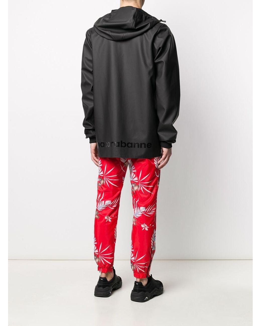 Rabanne Red Loose-Fit Logo Hooded Jacket for men