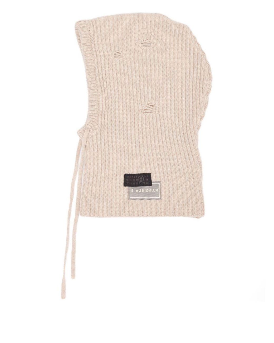 MM6 by Maison Margiela White Ribbed-Knit Balaclava for men