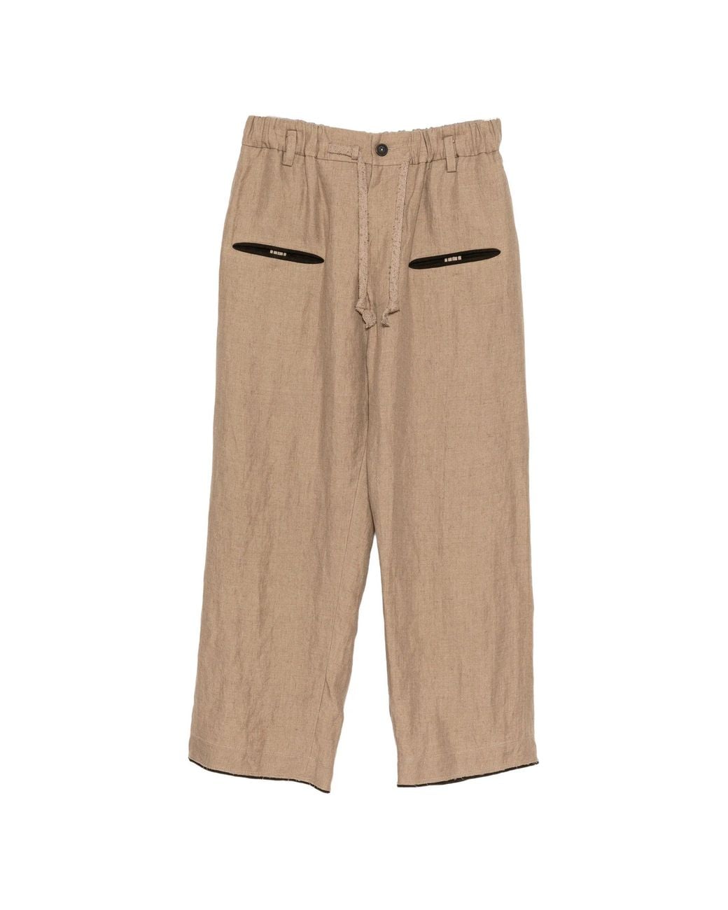 Ziggy Chen Natural Drawstring-Waist Trousers for men