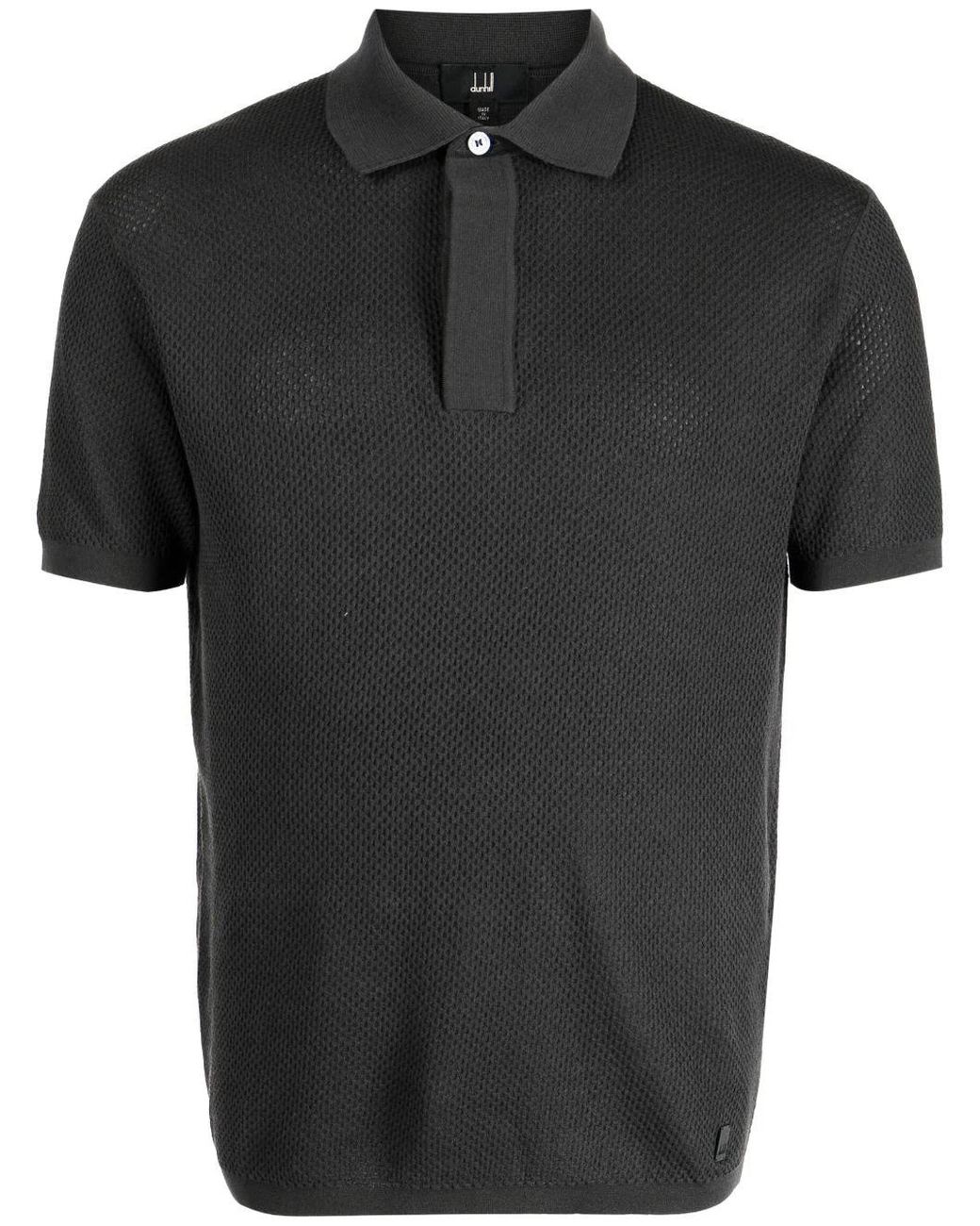 Dunhill Black Meshed Cotton Polo Shirt for men