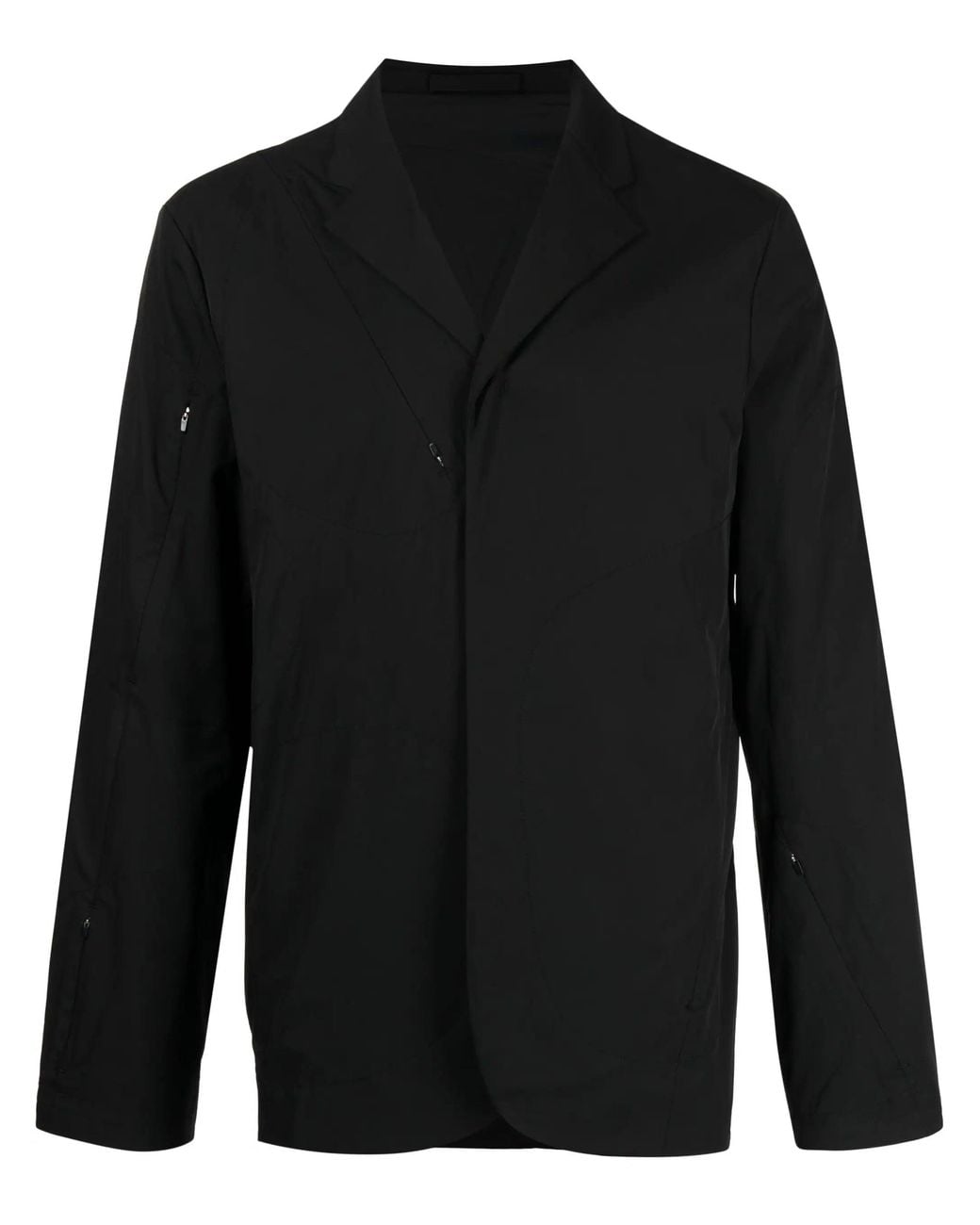 Post Archive Faction PAF Black Zip-detail Notched-collar Shirt Jacket for men