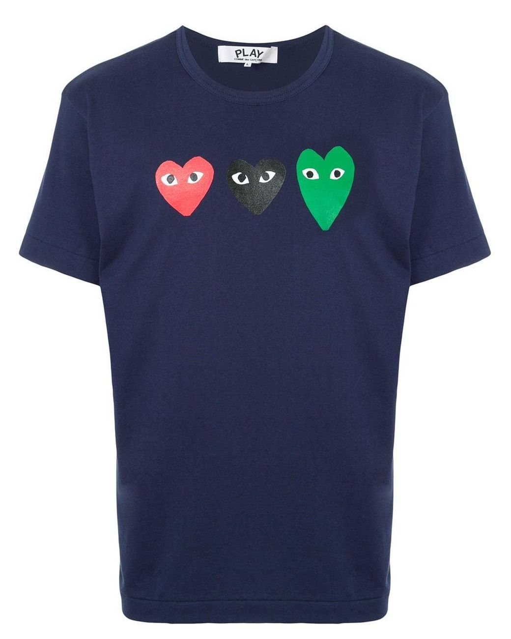 COMME DES GARÇONS PLAY Blue Heart-Print Crewneck Cotton-Jersey T-Shirt for men