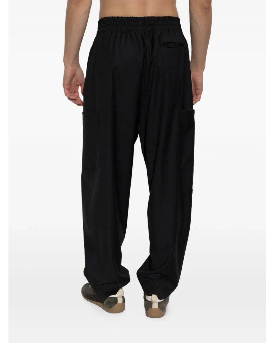 KENZO Black Virgin Wool Straight-Leg Trousers for men