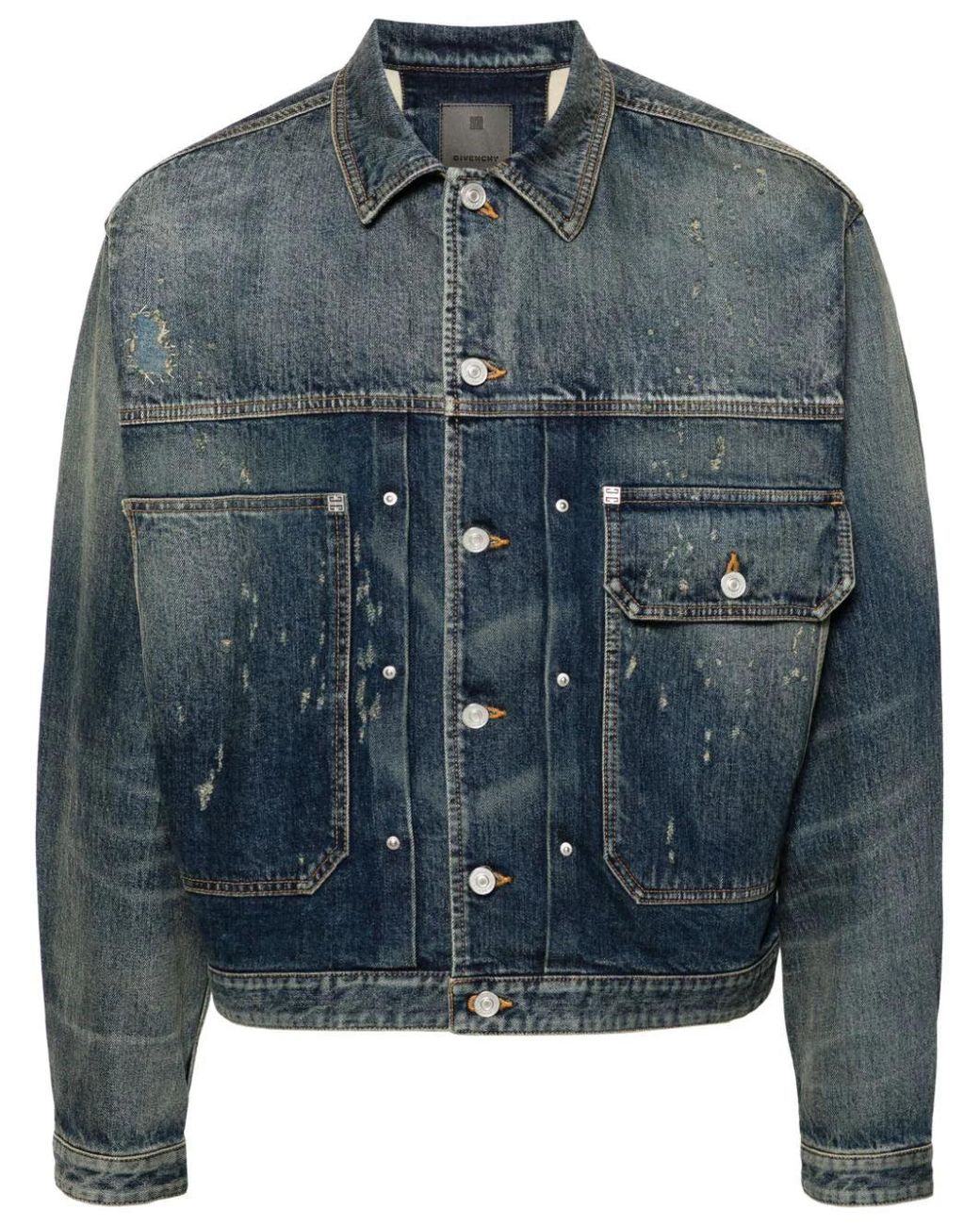 Givenchy Blue Distressed Denim Jacket for men