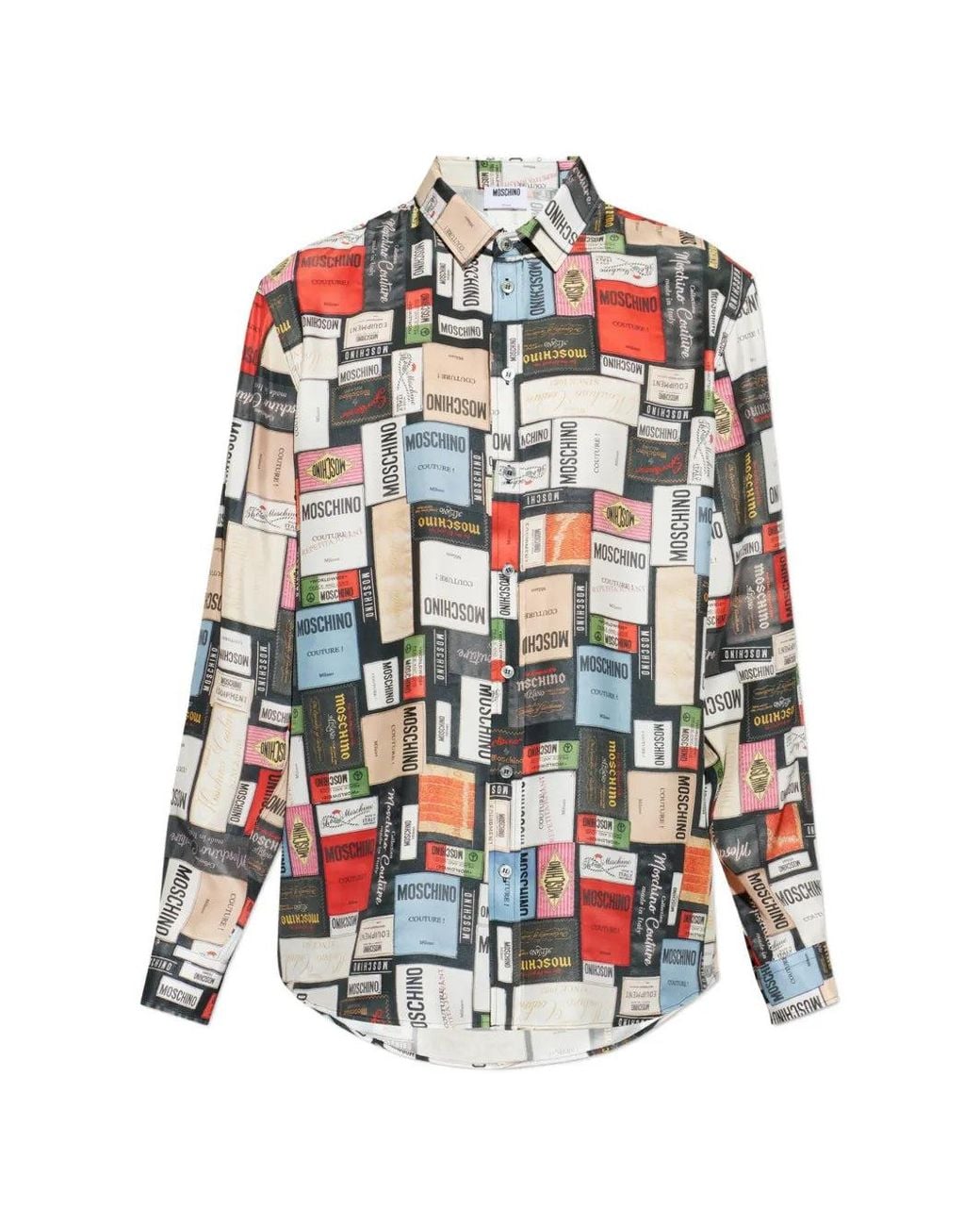 Moschino White Silk Shirt With Print for men