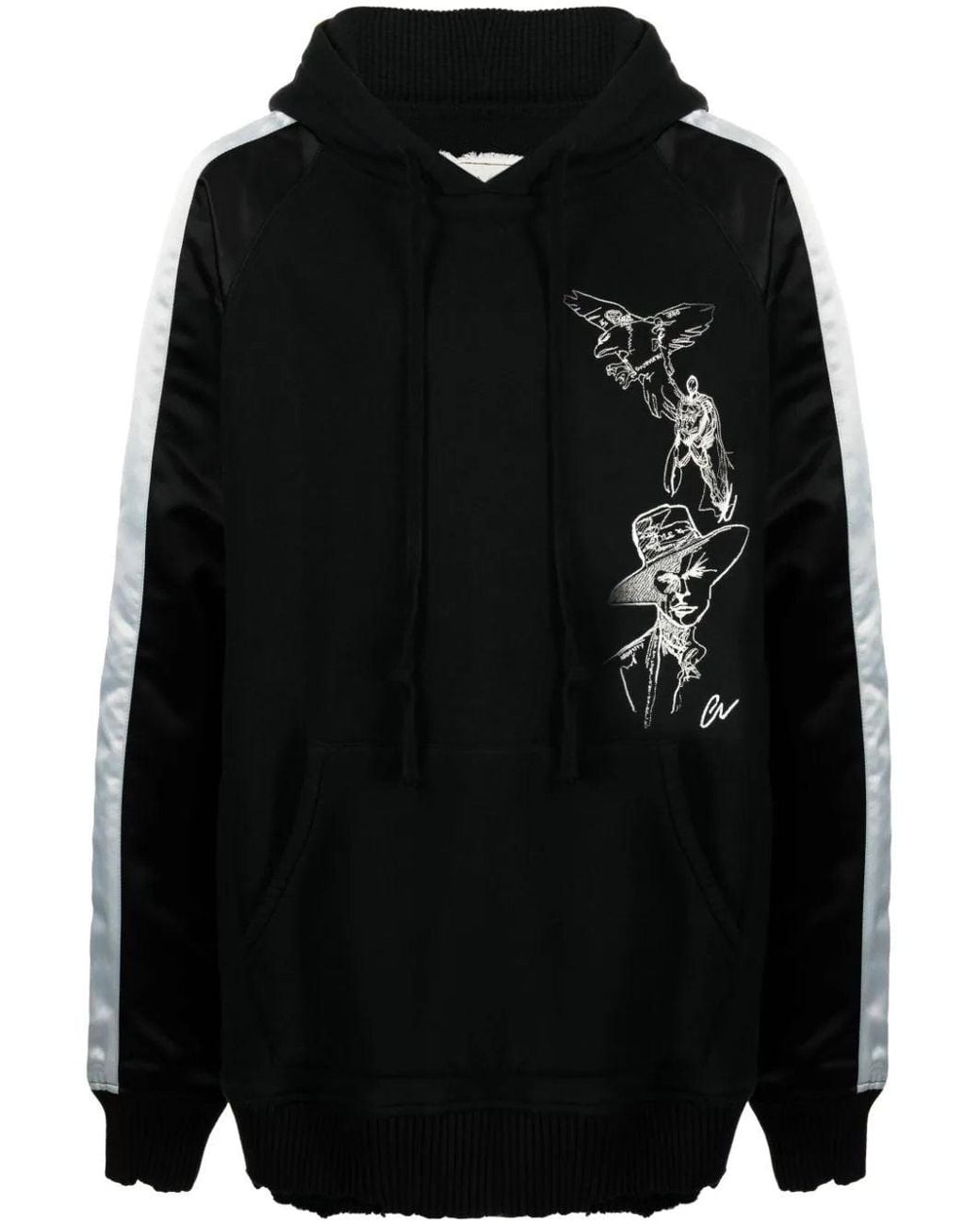 Greg Lauren Black Souvenir Embroidered Hoodie for men