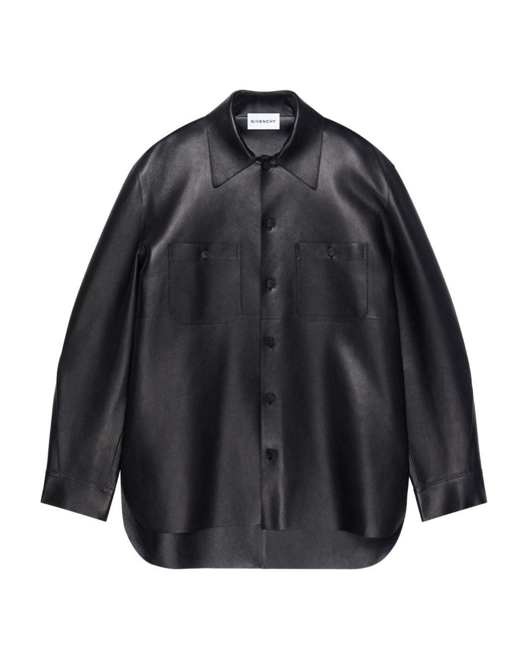 Givenchy Black Leather Shirt Jacket for men