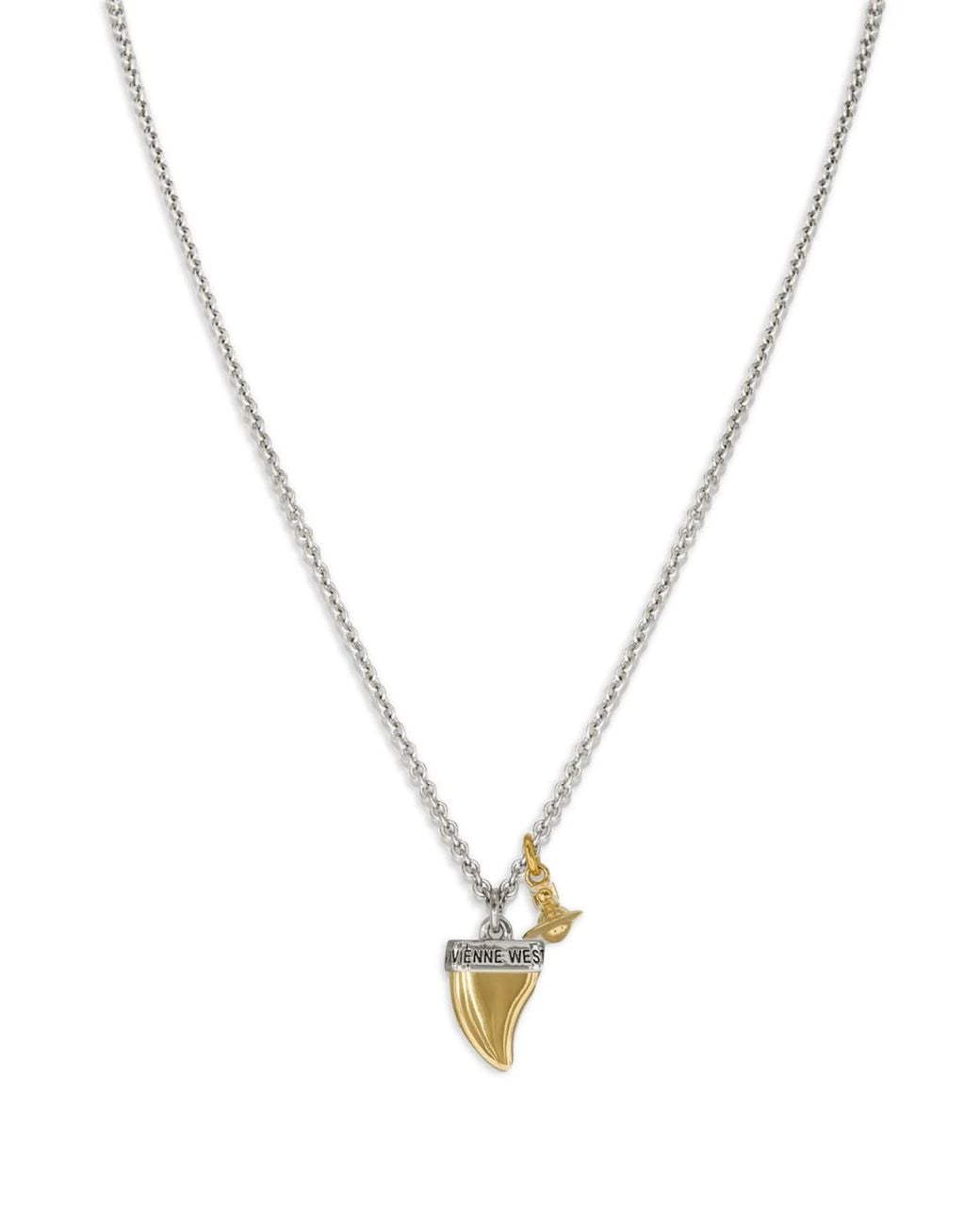 Vivienne Westwood Metallic Shark Tooth Pendant Necklace for men