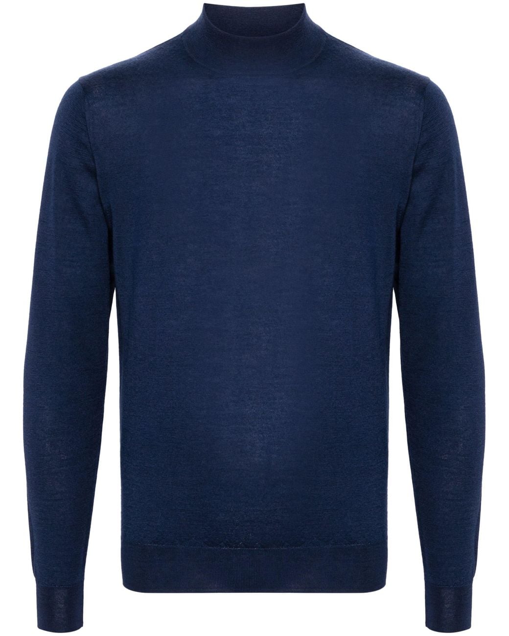 Fedeli Blue Mock Neck Jumper for men