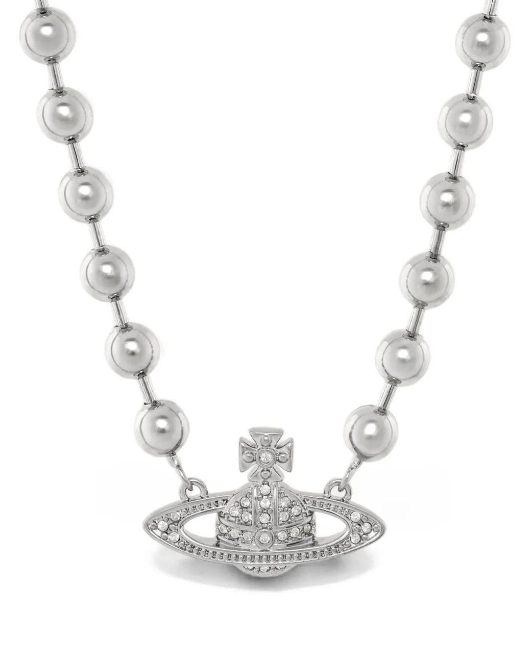 Vivienne Westwood White Thames Mini Bas Relief Necklace