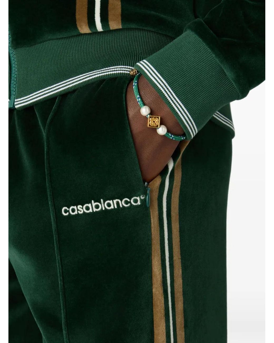 Casablanca Green Logo-Embroidered Side-Stripe Track Pants for men