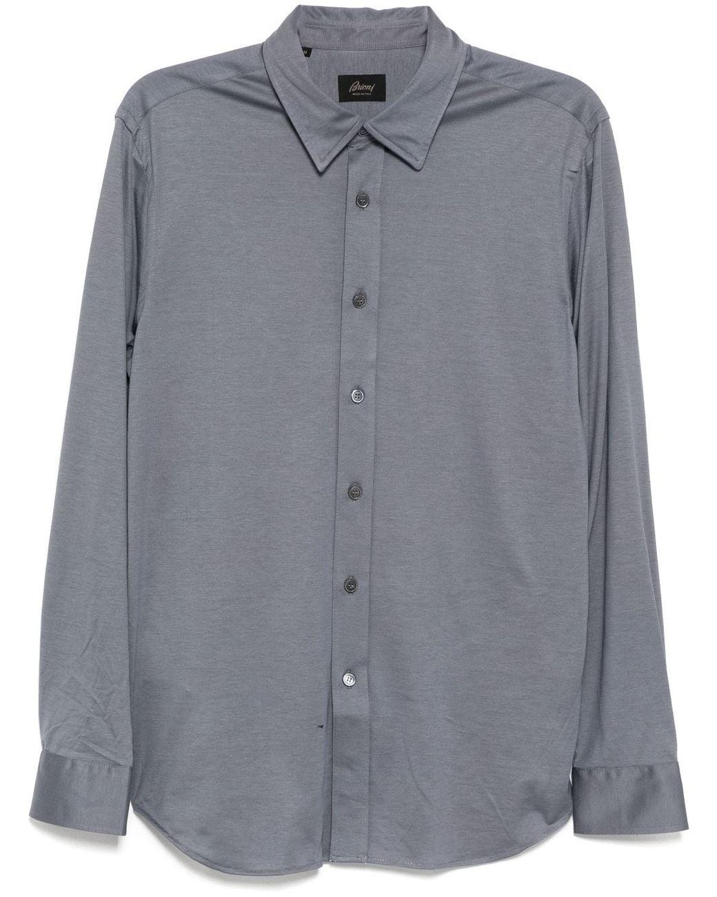 Brioni Gray Classic Collar Shirt for men
