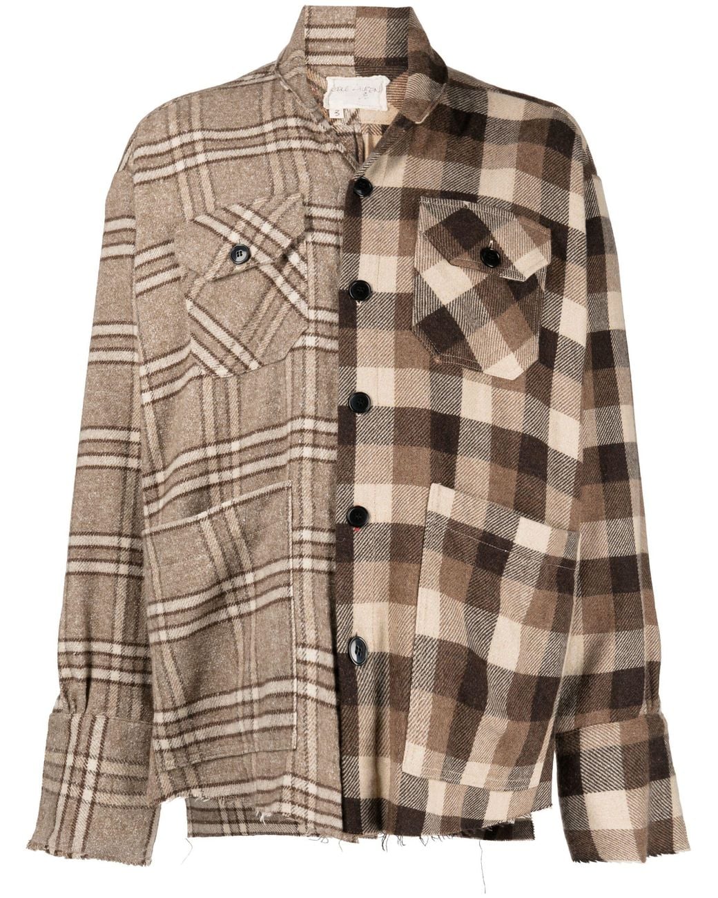 Greg Lauren Brown Mix-print Long-sleeve Shirt for men