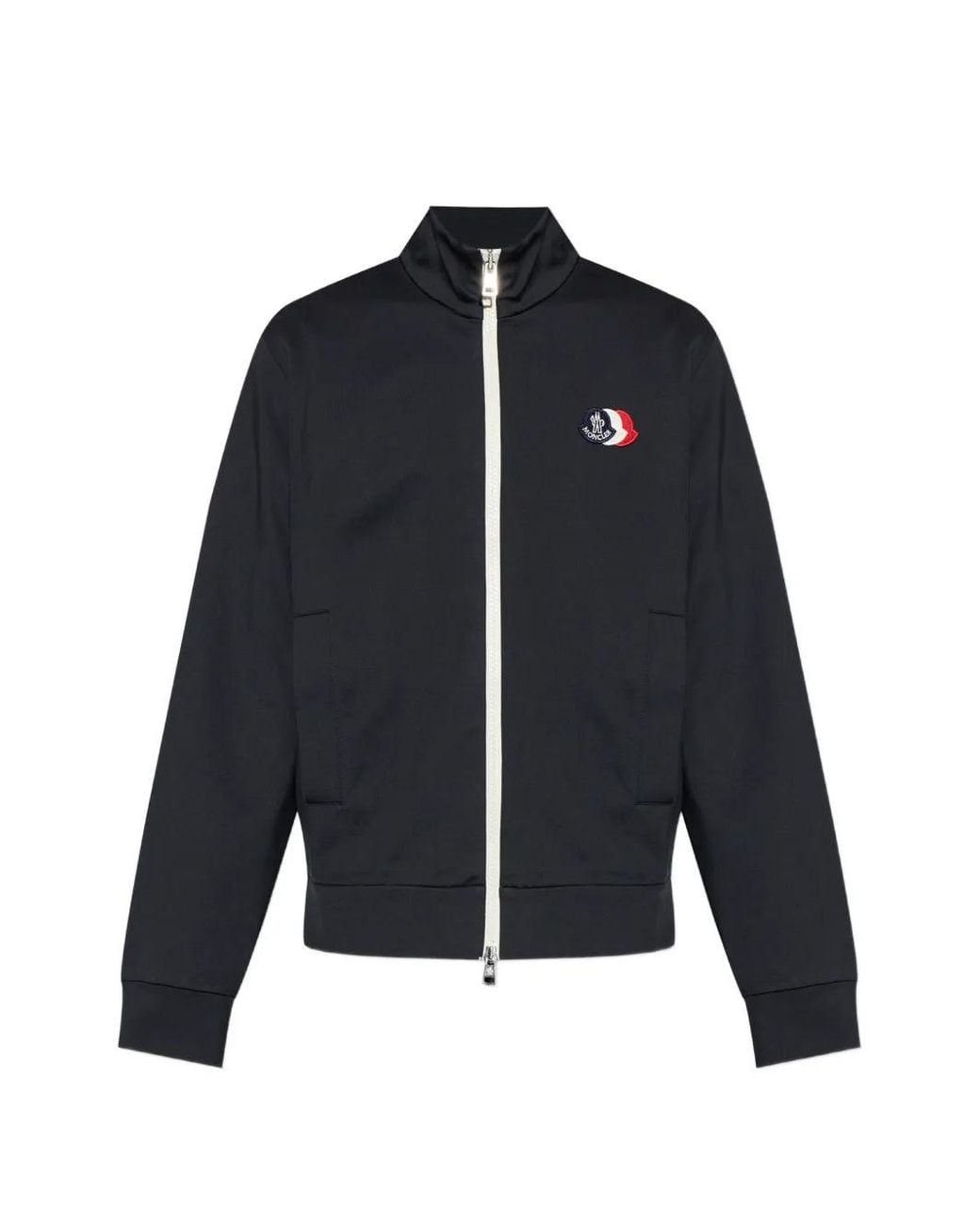 Moncler Blue Tricolor Logo Zip-Up Sweatshirt for men