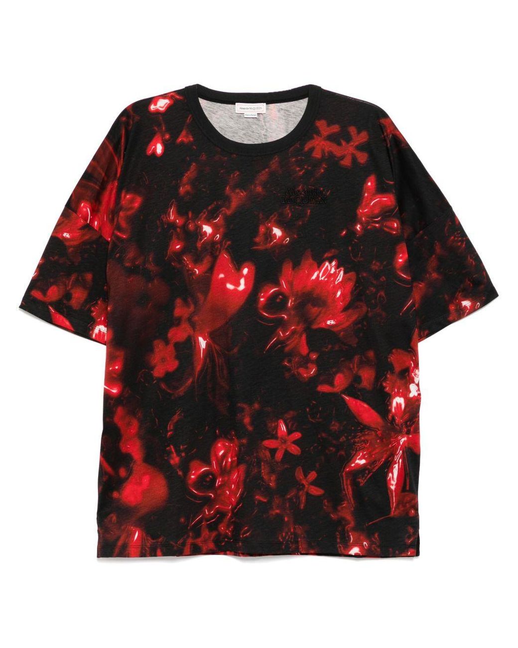 McQueen Logo-Embroidered Floral-Print Cotton-Jersey T-Shirt for men