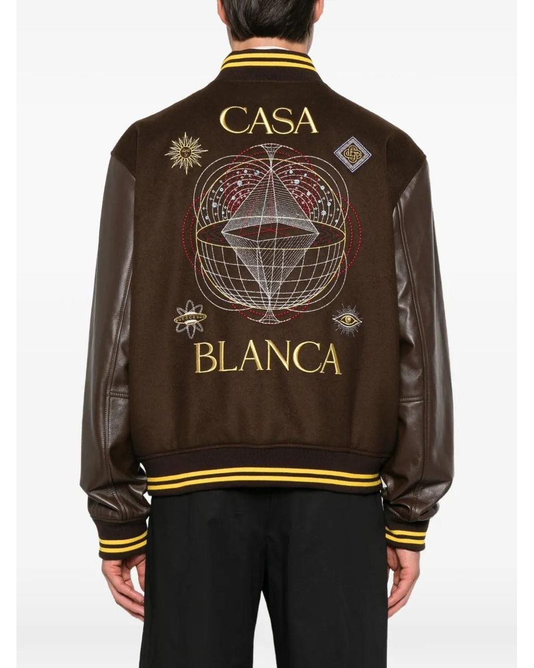 Casablanca Brown Logo-Embroidered Panelled Jacket for men