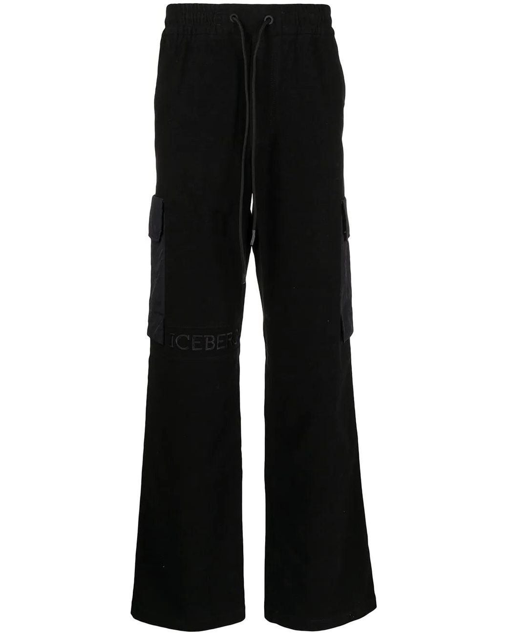 Iceberg Black Side Cargo-Pocket Trousers for men