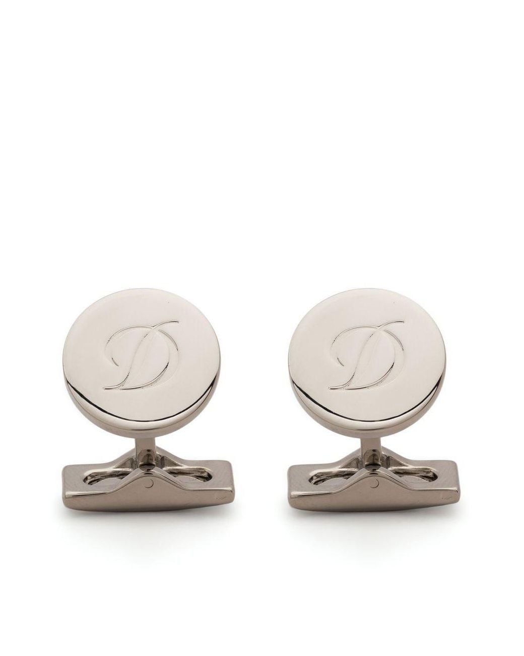 S T Dupont White Logo-Engraved Cufflinks for men