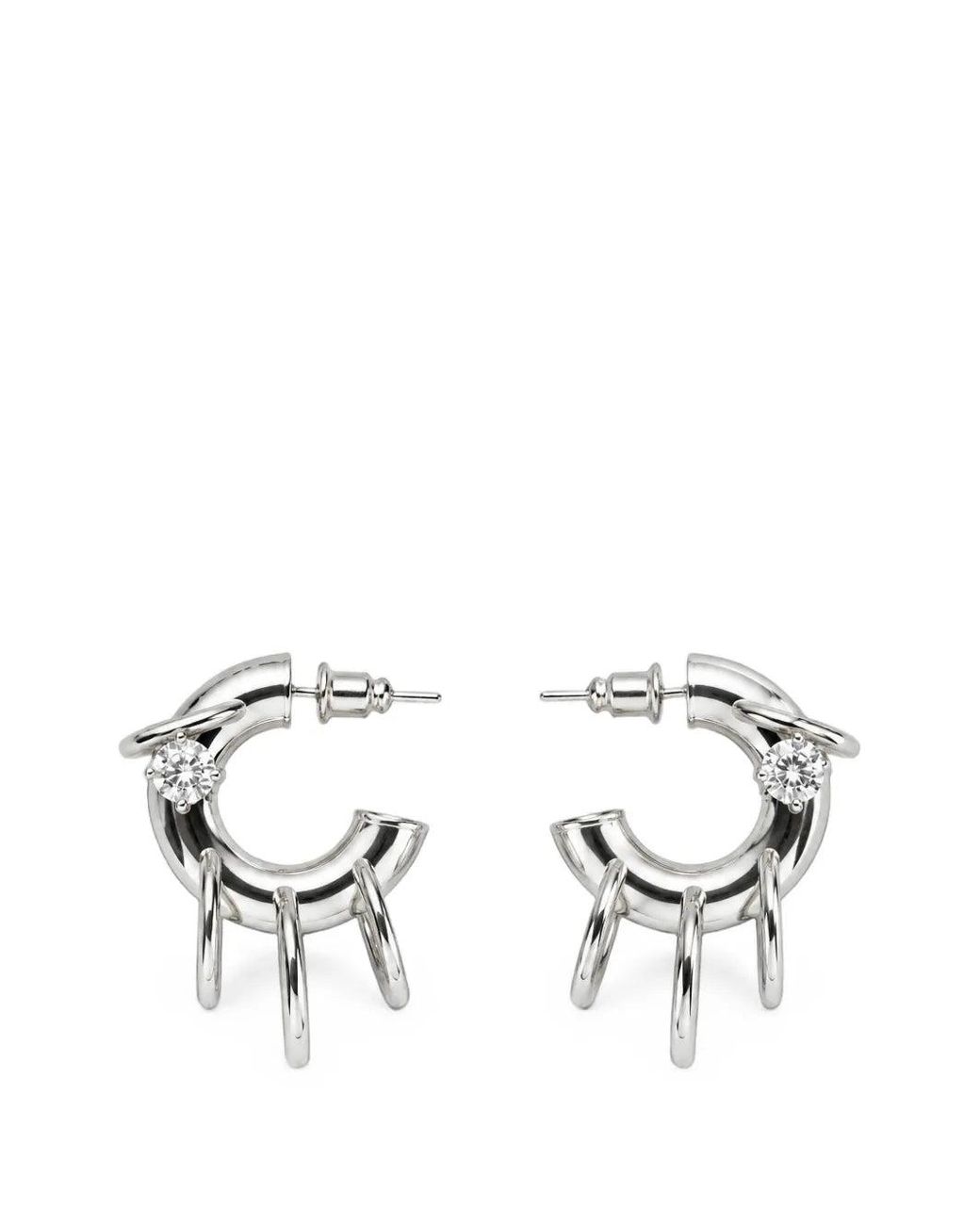 Panconesi White Crystal-Embellished Hoop Earrings for men