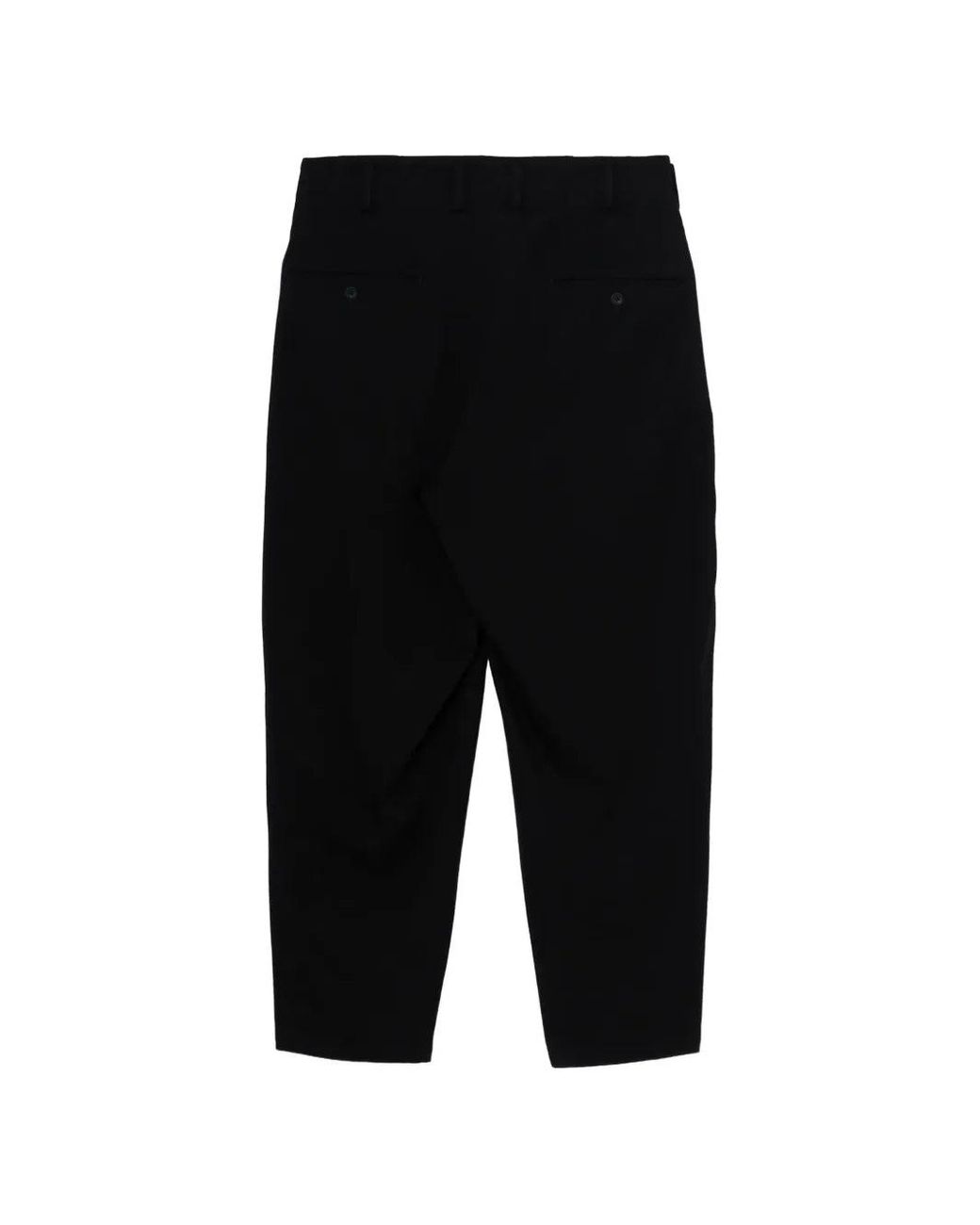 Yohji Yamamoto Black Pleated Tapered Tailored Trousers for men