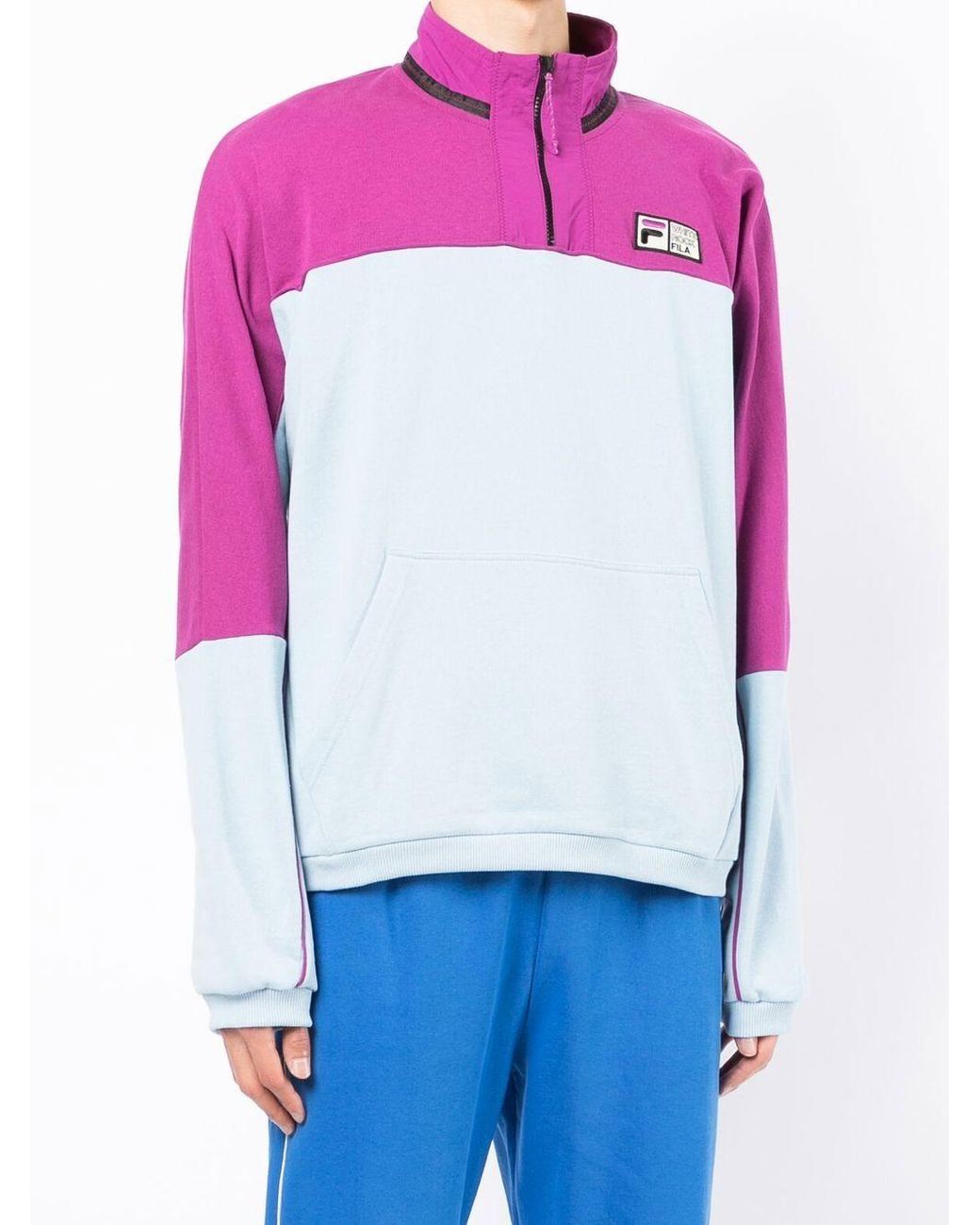 Fila Purple Logo-Patch Half-Zip Sweater for men