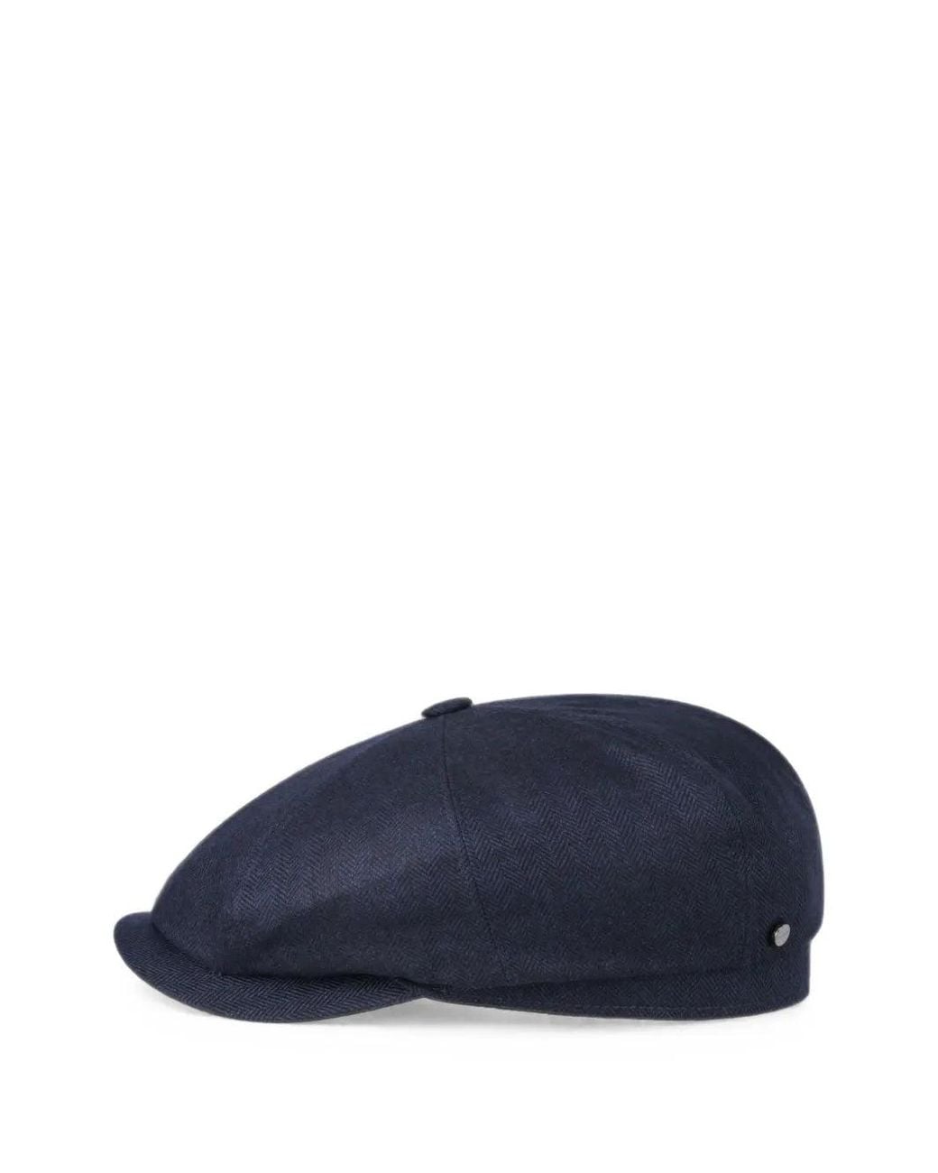 Stetson Blue Herringbone Wool Flat Cap for men