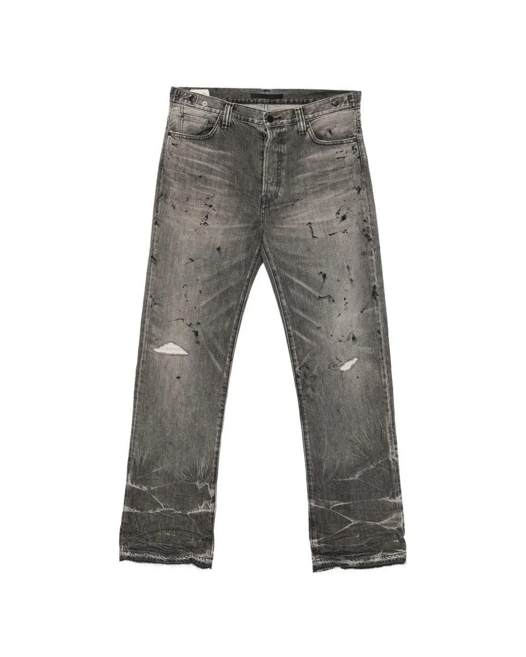 Mastercraft Union Black Distressed Paint-Splatter Jeans for men