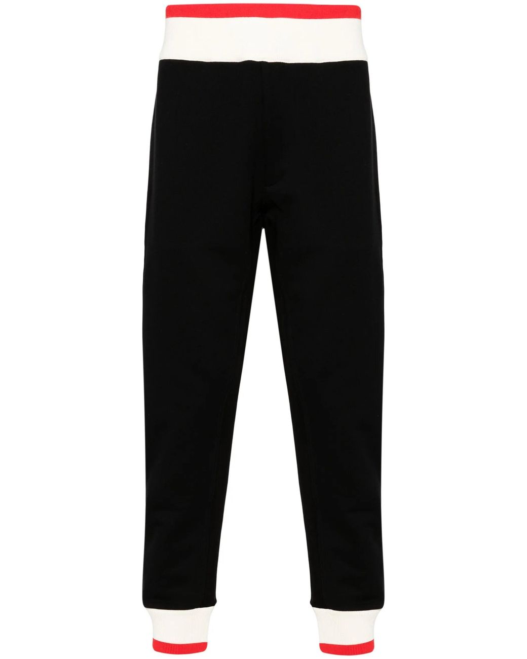 McQueen Black Logo-Print Strap Cotton Track Pants for men