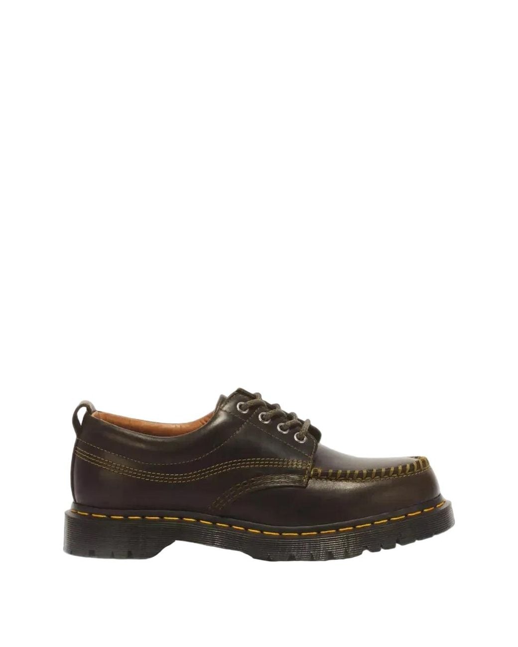 Dr. Martens Brown Lowell Whipstitch-Detail Moc Toe Shoes for men