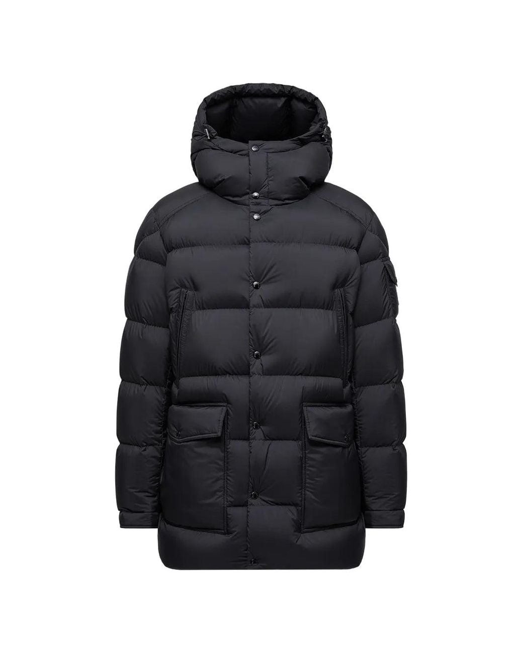 Moncler Black Quilted Hooded Jacket for men
